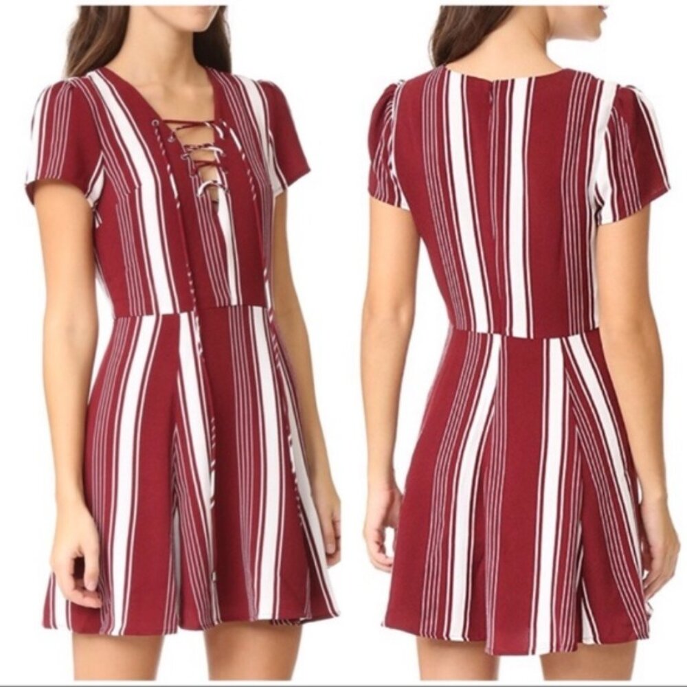 Lovers + Friends Compass Stripe Lace-Up Fit & Flare Dress Size Medium